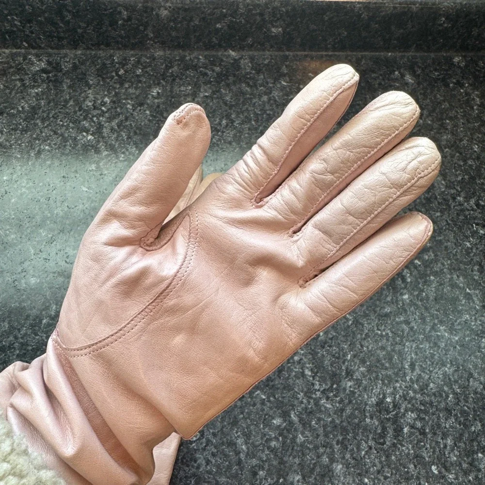 Pale Pink Hestra Hairsheep Leather 100% Cashmere Womens Gloves Luxury Classic